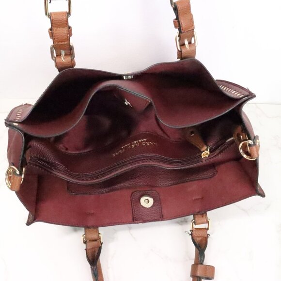 Andrew Marc New York Mahogany Burgandy Brown Vegan Leather Satchel Handbag Purse - Picture 13 of 15